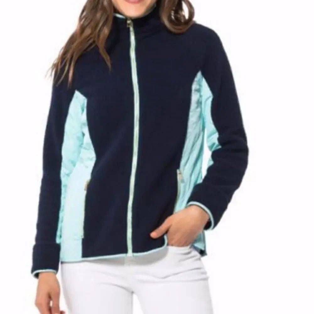 Sail to Sable Sherpa zip front blue jacket sz smal